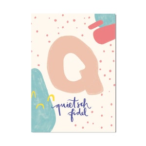 Postal "Q - quietschfiedel" I ABC de palavras amorosas I DIN A6 I papel reciclado