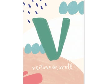 Postcard "V - trusting" I ABC of loving words I DIN A6 I recycled paper