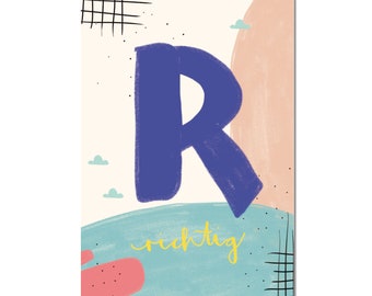 Postcard "R - right" I ABC of loving words I DIN A6 I recycling paper