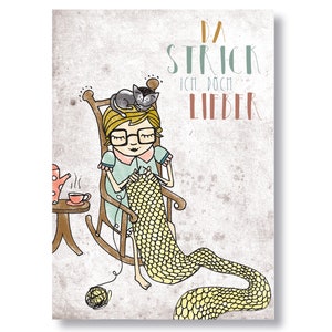 Postkarte "da strick ich doch lieber" I DIN A6 I Recycling Papier
