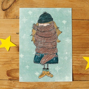 Cartolina "Ragazza Sciarpa" I DIN A6 I Carta riciclata