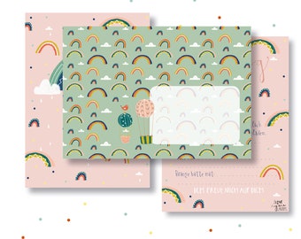Biglietti D'Invito Di Compleanno Per Bambini - 12 Pezzi A Tema Arcobaleno - Formato Cartolina A6 - 3