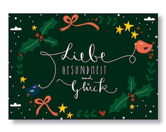 Postkarte "Liebe, Gesundheit und Glück" I DIN A6 I Recycling Papier