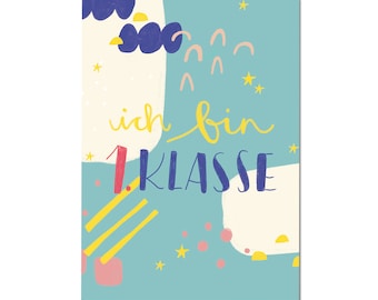 Postkarte "ich bin 1. Klasse" - Einschulung - Schule - 1.Klasse - Recycling Papier - Schulanfang