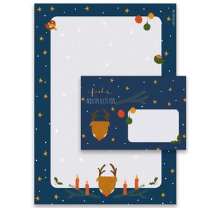 Papel de carta con sobres a juego - Navidad - Papel de carta navideño I Papel reciclado I DIN A4