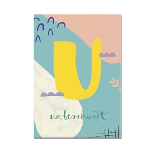 Postal "U - despreocupado" I ABC das palavras amorosas I DIN A6 I papel reciclado