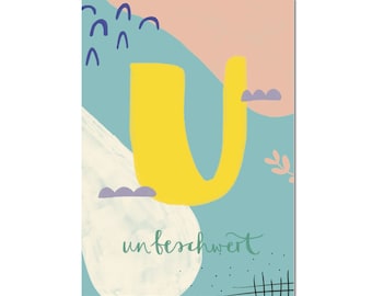 Postkarte "U - unbeschwert" I ABC der liebevollen Worte I DIN A6 I Recycling Papier