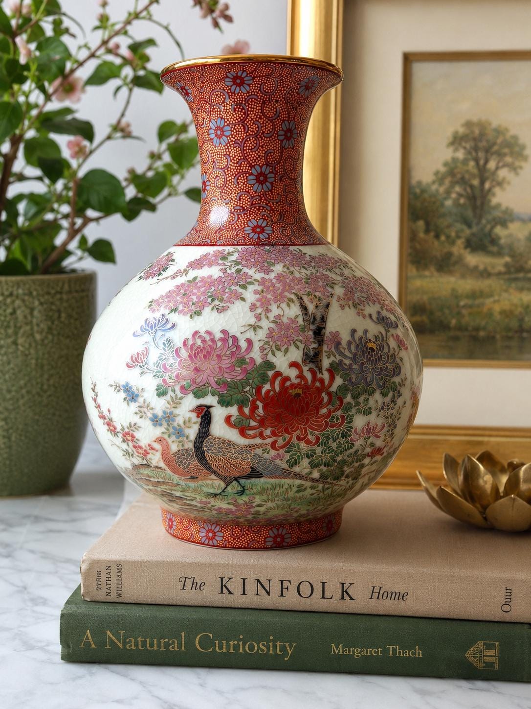 Vintage Vase Floral Crackle Glaze Japan - Etsy