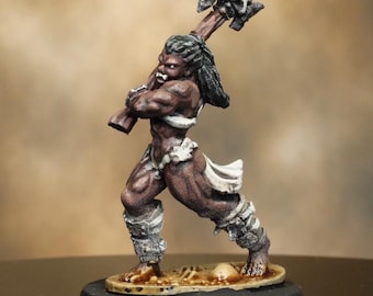 Figurine RPG de table miniature orc Mag'har Fighter du D&D peinte à la main