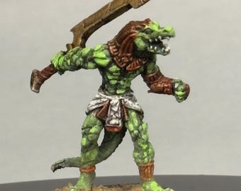 Hand Painted Miniature Gator Sabek Fighter: D&D, Pathfinder RPG Ready to Play
