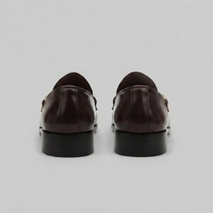 Handmade Men's Leather Loafers – Brown Horsebit Slip On Shoes Luxury Formal Office & Wedding Shoes image 4