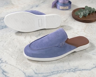Suede Mule Loafers Handmade | Slip On Backless Shoes | Comfortable Casual Mules | Lightweight Leather Slippers | Gift for Him