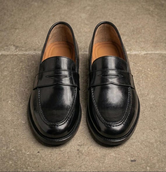 Handmade Leather Penny Loafers for Men Luxury Dress Shoes Classic Slip-On Loafers Formal & Business Footwear handma de