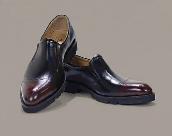 Handmade Leather Men's Dress Shoes  Black Slip On Shoes Genuine Leather Formal Shoes Cap Toe Office Wedding Shoes