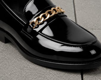 Men's Black Leather Loafers Handmade – Horsebit Dress Shoes Luxury Slip On Formal Shoes Wedding & Office Footwear