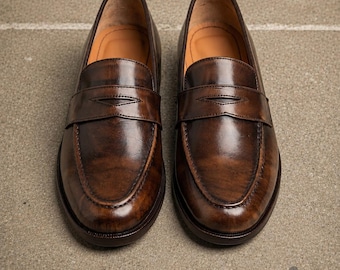 Handmade Leather Penny Loafers for Men Luxury Dress Shoes Classic Slip-On Loafers Formal & Business Footwear handmade