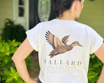 Female Mallard Duck Shirt | Women’s White Duck Tee | Hen Mallard T Shirt | Southern Outdoors Shirt | Mallard Collective