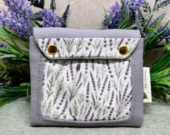 Accordion Wallet, Lavender Floral Fabric Wallet, Compact Card & Cash Organizer, Handmade Small Wallet, Custom Print Wallet