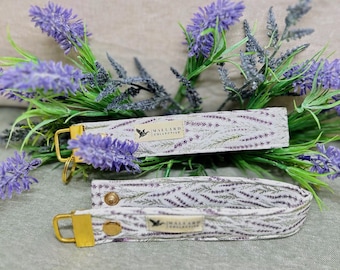 Snap Open Wristlet Keychain, Lavender Floral Wrist Strap, Handmade Keychain Wristlet, Custom Print Utility Loop