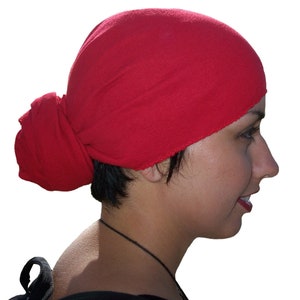 Red Headwrap - cotton scarf for men or women. For dreadlocks, exercise bandanna, Muslim head scarf, chemo headwear, African wraps
