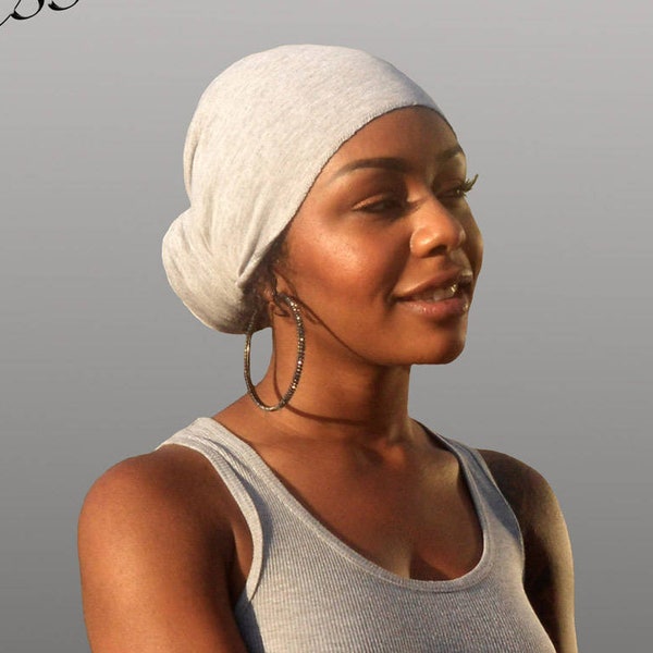 Light Grey Headwrap - cotton scarf for men or women. For dreadlocks, exercise bandanna, Muslim head scarf, chemo headwear, African wraps