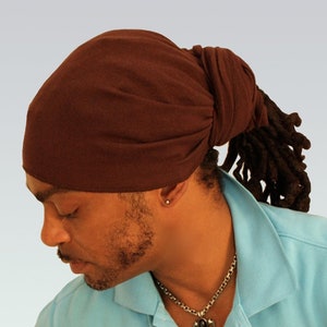 Brown Headwrap - cotton scarf for men or women. For dreadlocks, exercise bandanna, Muslim head scarf, chemo headwear, African wraps