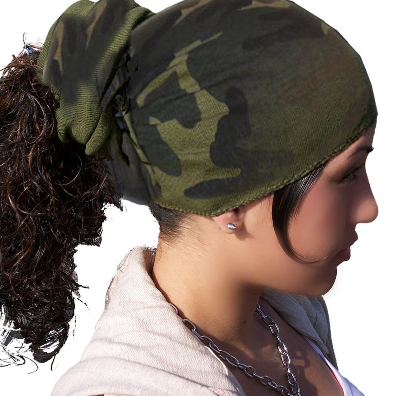 Camouflage Headwrap Cotton Scarf for Men or Women. for Dreadlocks