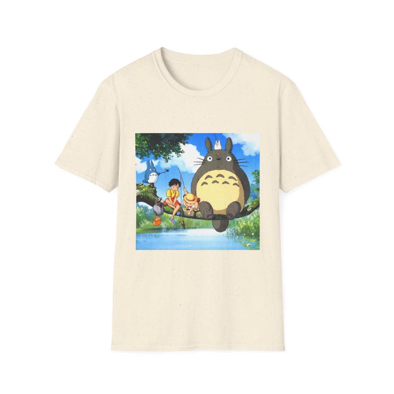 Totoro Forest Fishing Scene T-Shirt | Anime Studio Ghibli Inspired image 1