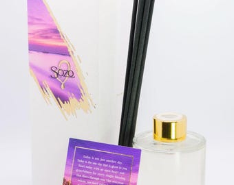 Difusor de aromas: Lavanda, Jardim Inglês, Hortelã com pedra de obsidiana negra.