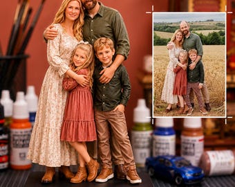 Personalized Family 3D Figurine | Custom Family of Four Miniature | Photo to Family Statue | Handmade Gift