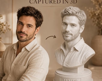 Custom 3D Bust From Photo, Personalized Portrait Sculpture, 3D Printed Figurine, Memorial Keepsake Gift, Unique Family Gift