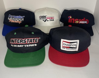 Vintage NASCAR and Racing Team Snapback Hats - Set of 5