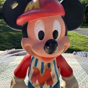 Vintage Mickey Mouse Vinyl Figure with Baseball Cap image 5