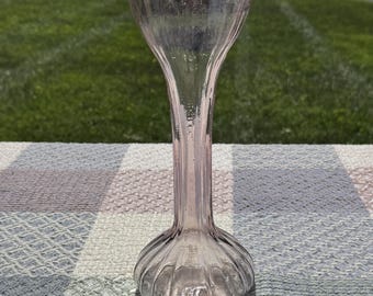 Vase à fleurs vintage rose en verre soufflé italien à volants