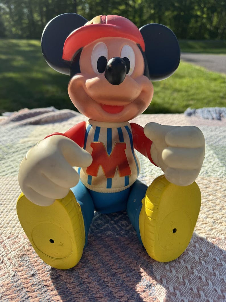 Vintage Mickey Mouse Vinyl Figure with Baseball Cap image 6
