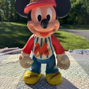 Vintage Mickey Mouse Vinyl Figure with Baseball Cap image 2