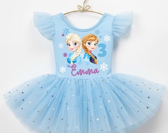 Personalized Frozen Tutu Leotard, Sparkle Flutter Sleeve Dress, Elsa dress
