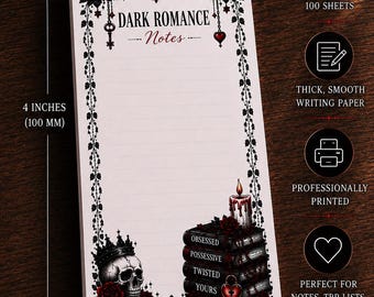 2x4 Dark Romance Notes Pad | Mini Bookish Stationery | Reading Notes | Booktok Gift for Readers