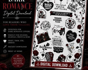Dark Romance Kindle Insert | Digital Download | E-Reader Insert | Bookish Kindle Decor | Paperwhite Insert | Instant Download