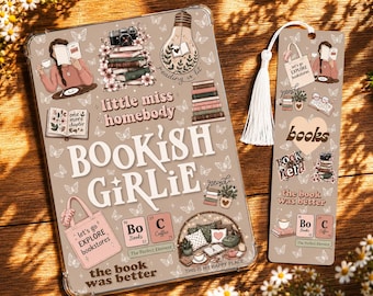 Neutral Bookish E-Reader Insert + Matching Bookmark and Sticker Sheet (Precut) Add Ons | Some tablet Options Available