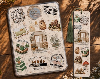Cozy Era E-Reader Insert | Matching Bookmark + Sticker Sheet (Precut) Add Ons | Cottagecore Book Lover