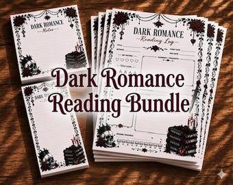 Dark Romance Reading Log Set | (50page) 3x3 Notepad | (30page) 2x4  Notepad | (10 thick) 3.3x5 Reading Logs | Book Lover Gift