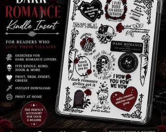 Dark Romance Kindle Insert | Digital Download | E-Reader Insert | Bookish Kindle Decor | Paperwhite Insert | Instant Download