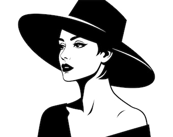 Modelo de moda SVG, Chica de moda, Mujer elegante, Imágenes prediseñadas de mujer, Silueta de mujer de moda SVG, Descarga instantánea