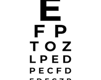 Tabla optométrica, prueba de visión SVG, tabla optométrica médica SVG, diseño de prueba óptica, decoración de clínica de optometría, descarga instantánea