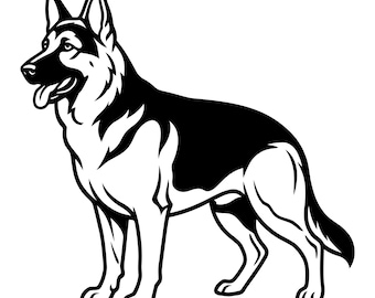 Svg de berger allemand, tête de chien, chien policier, silhouette de berger allemand, fichier de coupe berger allemand, clipart berger allemand
