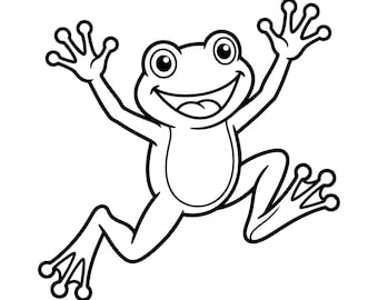 SVG de rana, SVG de rana saltando, SVG de rana linda, SVG de rana divertida, imágenes prediseñadas de rana de dibujos animados, silueta de rana, SVG de cara de rana, descarga instantánea