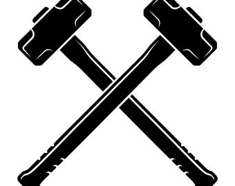 Martillo SVG, imágenes prediseñadas de martillo SVG, martillos cruzados SVG, diseño para Cricut SVG, herramientas, vector de martillo, descarga instantánea SVG