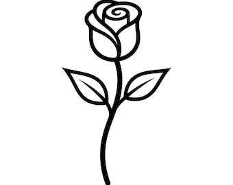 SVG de rosas, SVG de flores, SVG de rosa minimalista, SVG de silueta de rosa individual, arte lineal limpio, descarga instantánea