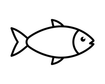 Simple Fishes Svg, Fish Outline Svg,  Simple Fish Silhouette, Minimal Fish Clipart, Fish Template, Instant Download